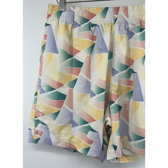 Sergio Tacchini Court Shorts XXL Lined Pastels Geometric Print Gym Athleisure - Picture 3 of 6